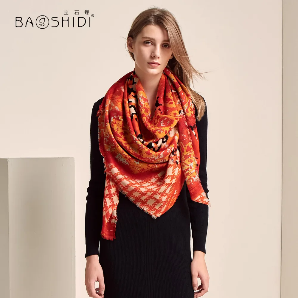 

[BAOSHIDI]Luxury brand 100% wool square scarfs fashionable,Autumn & winter 100% Wool Scarf, Elegant Women Scarves & Wraps