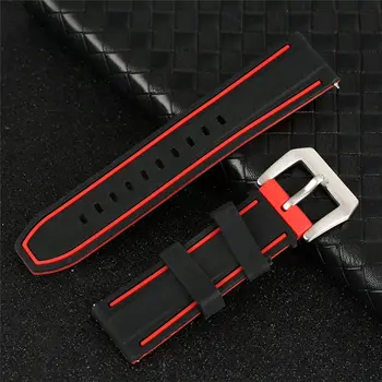 

22MM 24MM Mixed Color Silicone Watch Band Soft Waterproof Replacement Wristwatch Strap with Fashion Pin Buckle ремешок для часов