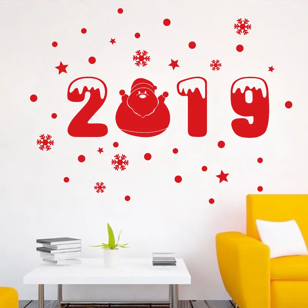 Лучшие продажи 2019 Новый год Рождественская Снежинка стены Стикеры дома магазин
