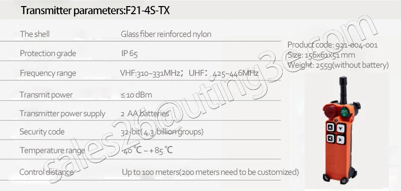 Телекоммуникационный F21-4S промышленный радиопульт дистанционного управления для подъемного крана VHF: 310-331MZH UHF: 425-446MZH