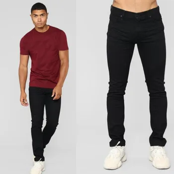 

European and American Style Casual Men's Denim Trousers Black Slim Men's Jeans Fashion Pencil Pants Large Size 3XL