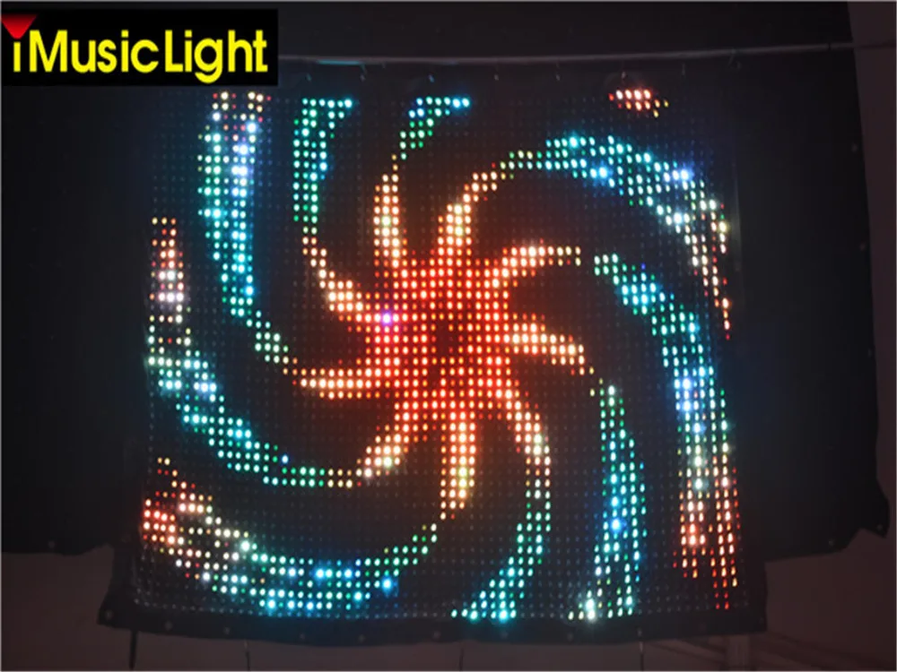 

30mm 1M*3M Tri RGB LED Vison Curtain LED Video Cloth With PC controller for Stage DJ Pub Wedding Backdrops