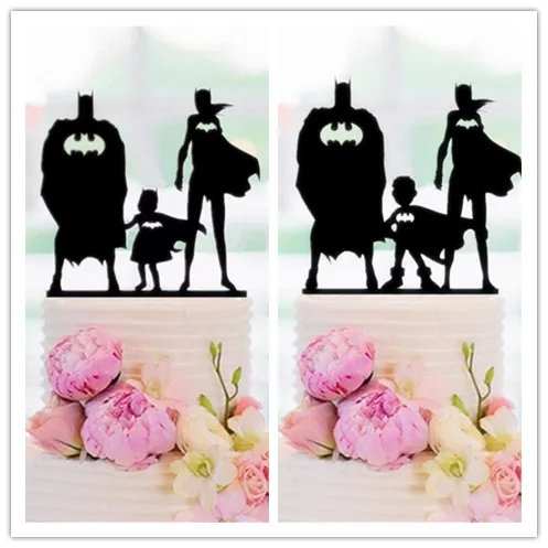 

Family Style Topper Batman and Batwomen with Batkids Cake Topper for Wedding / Brithday Party Cake Decorating Baby Shower Favor