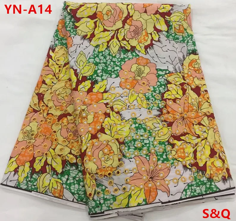 Африканская ткань с камнем 6 ярдов Хлопок Анкара ткань Африканская восковая печать ткань для платья tissus воск ткани для пэчворка YN-A2