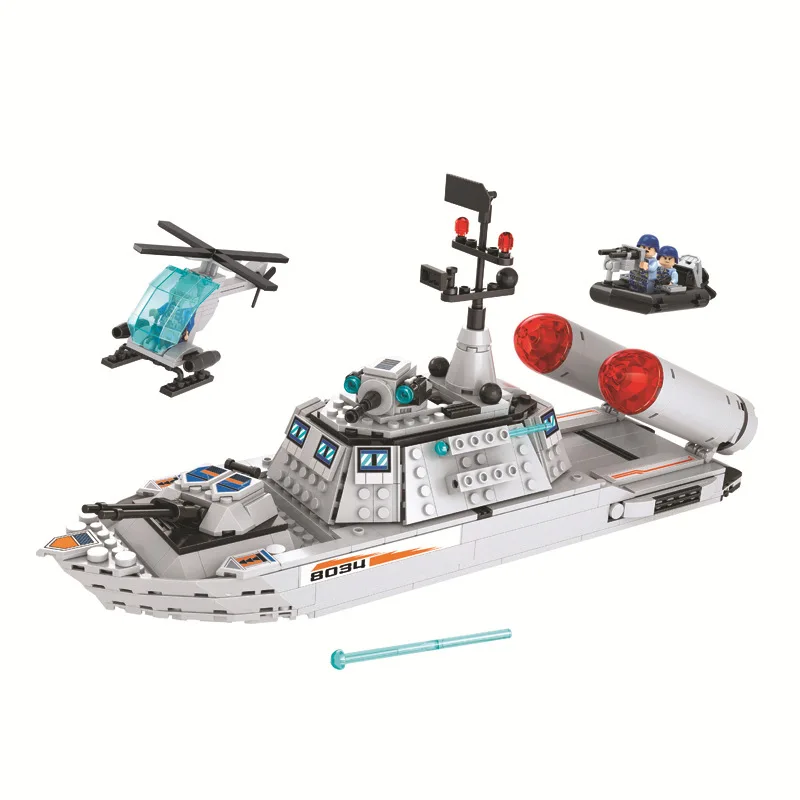 

550pcs Ww2 Military series Naval battleship education Building Block Toy For Children Christmas gift Compatible with legoings