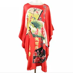 Винтажный Rede китайский женский шелковый халат пикантная Пижама кимоно банное платье свободная ночная рубашка 030703