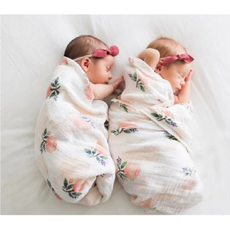 

2019 Newborn Fashion Baby Swaddle Blanket Spring Summer Baby Sleeping Swaddle Muslin Wrap Headband Baby Blanket Outfits Sets