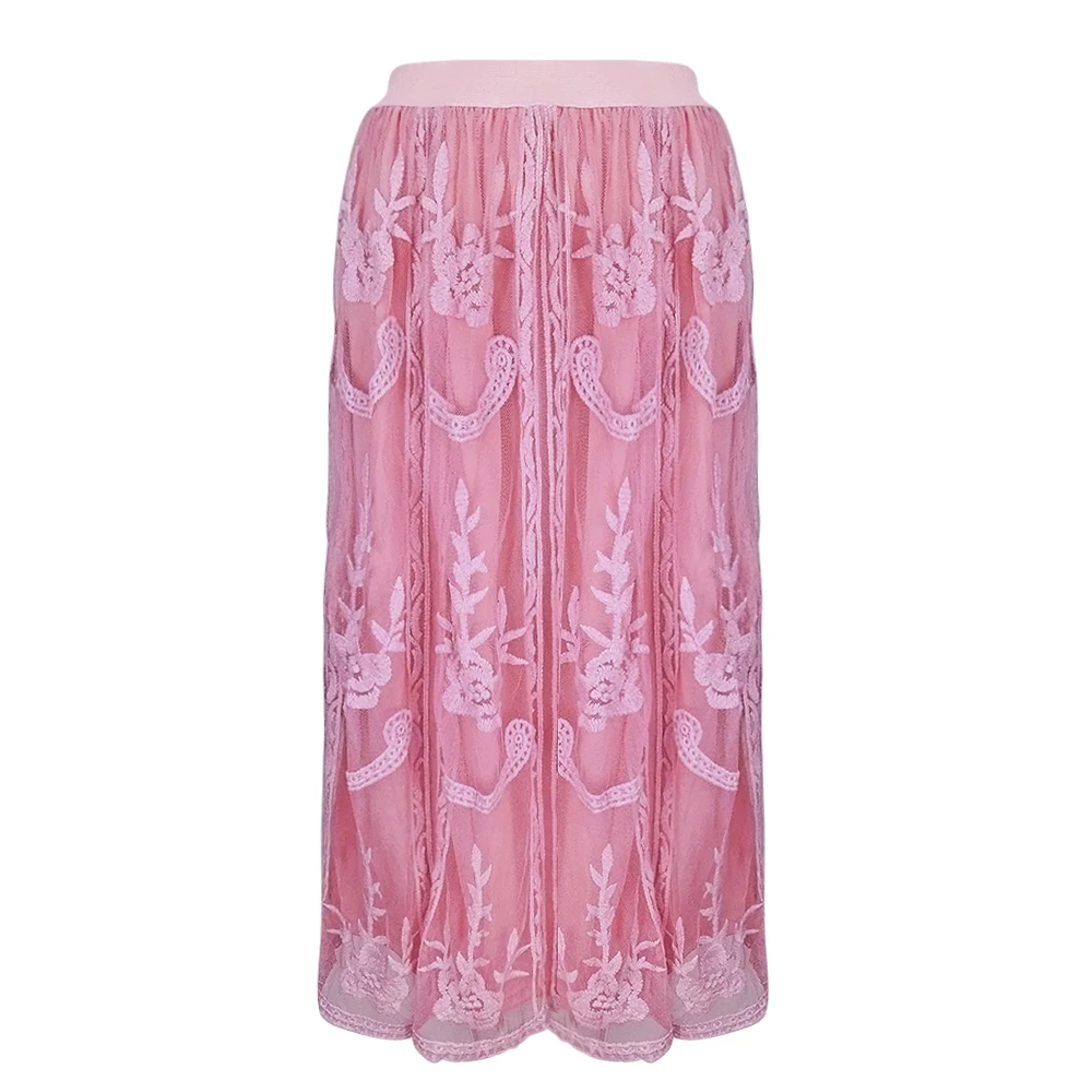 YTL Дамская элегантная винтажная Цветочная кружевная юбка миди размера плюс H247