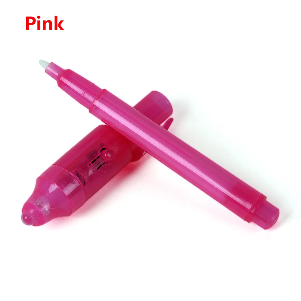 1 шт. Pro фиолетовый 2 в 1 ультрафиолетовый свет ручка с невидимыми чернилами комбо магические творческие канцелярские принадлежности водонепроницаемый Рисунок живопись - Цвет: Розовый