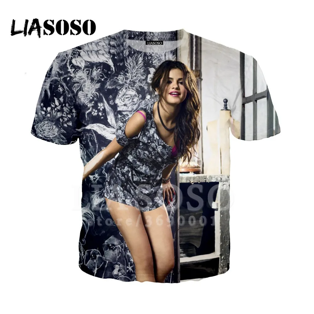 

LIASOSO 3D Print Women Men Singer Sexy Girls Selena Gomez Tshirt Summer T-shirt Hip Hop Pullover Cool TEE Top Short Sleeve X1276