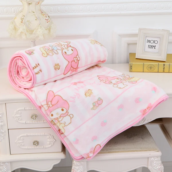 New Sanrio My Melody Pink Rabbit Soft Flannel Blanket Bed Sheet Air