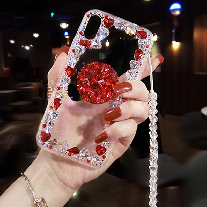 Для Samsung Galaxy S8 S9 10 плюс S10e Note 8 9 3D с украшением в виде кристаллов ошейник украшенный