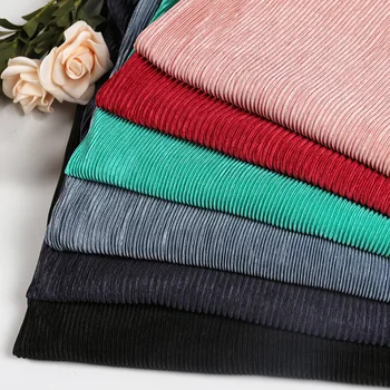 

crushed fabric shiny pleated solid glossy Wrinkled Fiber Silky poly breathable DIY skirt fabric