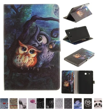 

For Coque Samsung Galaxy Tab E 9.6 Case panda owl flower Flip Folio PU Leather Wallet Cover Case for Galaxy Tab E 9.6 T560 T561