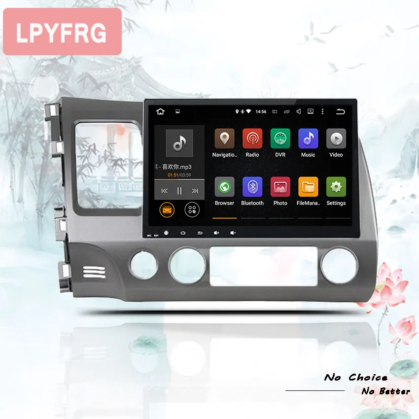 Discount HD 10.1" Android 9.0 octa core 4GB RAM car dvd player for HONDA CIVIC 2006-2011 LHD ips 2 DIN head units tape recorder radio 1