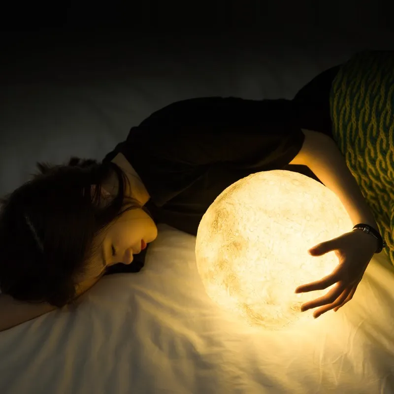 

Double Color 3D Light Print Earth Lamp Rechargeable Change Touch Moon Lamp USB LED Night Light For Kids, Bedroom,Creative Gift