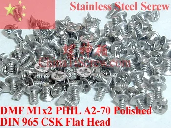 

stainless steel screws M1x2 DIN 965 Flat CSK Head 00# Philips Driver A2-70 Polished 100 pcs ROHS