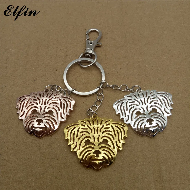 Elfin 2017 Trendy Shih Tzu Key Chains Gold Color Silver Color Animal Pet Memorial Coton de Tulear Key Rings Jewellery Women Men