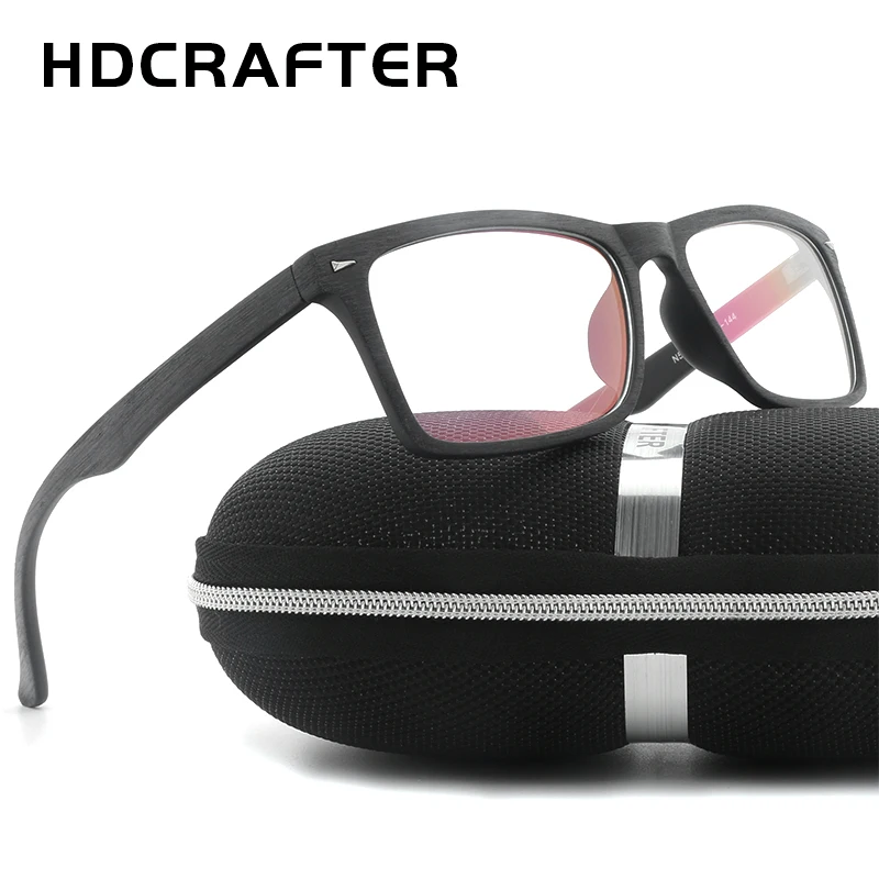 

HDCRAFTER 2018 Vintage Men Glasses Unisex Wooden Pattern Retro Eyewear Optical Spectacle Square Frame Eyeglasses Glasses