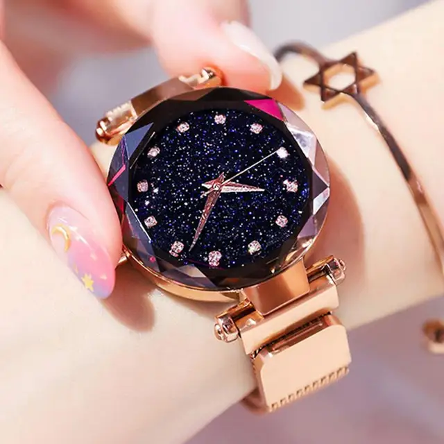 Luxury Rose Gold Women Watches Starry Sky Magnetic Female Wristwatch Waterproof Luxury Rose Gold Women Watches Starry Sky Magnetic Female Wristwatch Waterproof