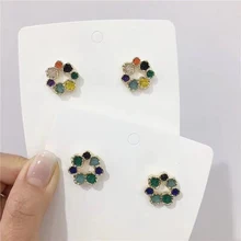 MENGJIQIAO новые корейские металлические милые серьги-гвоздики с цветами для женщин элегантные милые серьги женские ювелирные изделия аксессуары