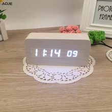 Ultra modern wooden digital clock Thermometer Desk LED clocks wekker Mini LED Table Clock Multi-style wooden digital clock