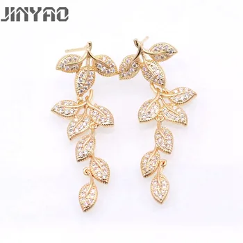 

JINYAO Top Quality Shining Zircon Gold Color Hanging Dangle Long Stud Earrings For Women Fashion Wedding Party Gift Jewelry