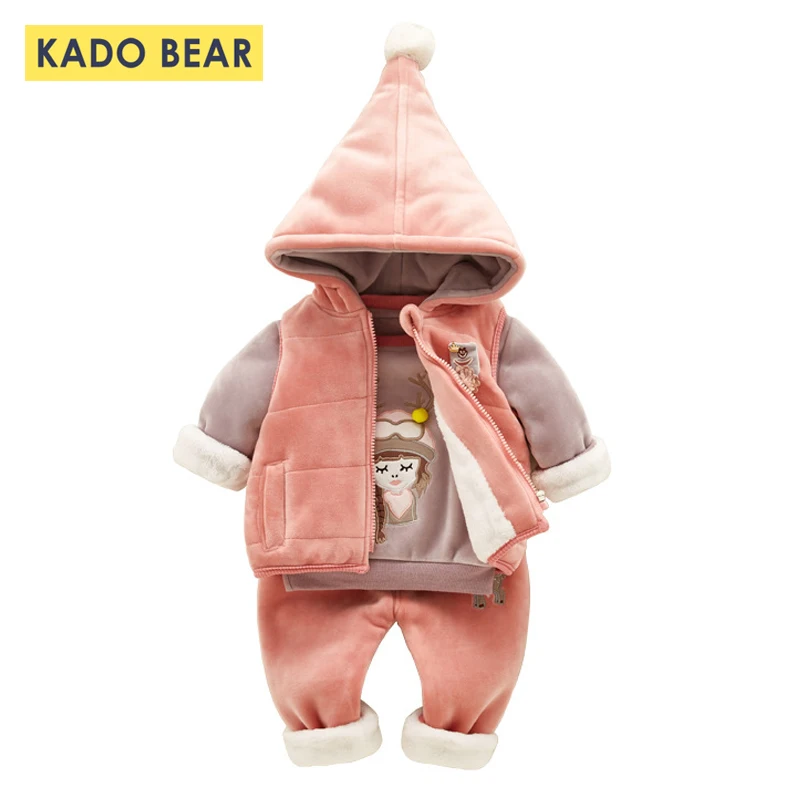 

Newborn Baby Girl Boy Fall Winter Clothes Hooded Vest Warm Outfit Infant Little Girls Clothing Set Unisex Coat Sweatshirt 3 Pcs