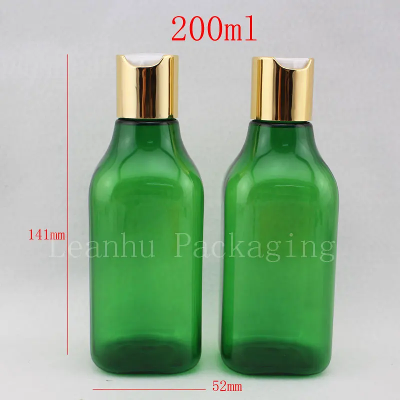 200ml empty green lotion cosmetic bottle container with gold cap