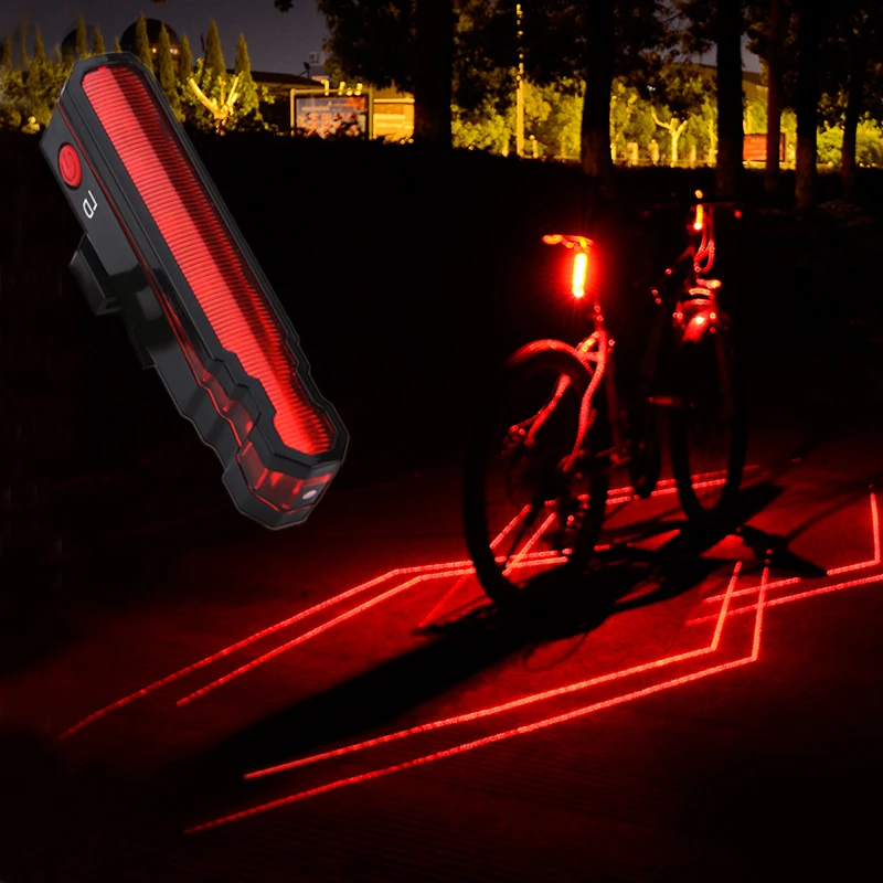 Flash Deal Bike Warning Tail Lamp USB Rechargeable Red Laser Taillight Mountain Bike LED Safety Night Riding Bike Accessories 11