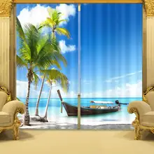 Photo Print стереоскопического 3d Шторы s кокосовой пальмы узор 2 панели парусник плотные Шторы