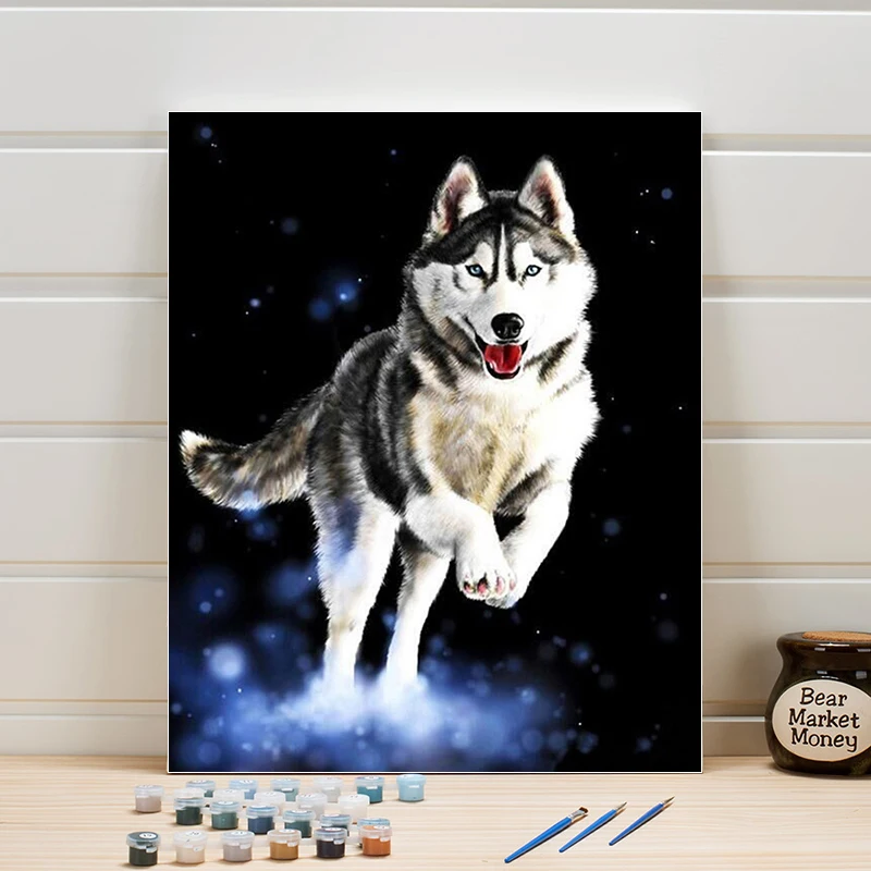 

Drawing Coloring By Numbers Animal Dog On Canvas DIY Acrylics Paint Oil Painting Kits Pictures For Living Room Wall Arts Adults