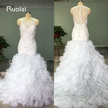 Gorgeous Real Picture White Wedding Dress 2016 Sweetheart Mermaid Beaded Bodice Tiered Wedding Gown 2016 Tulle Bridal Gown FW12