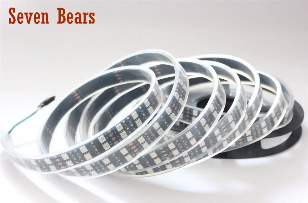 US $11.13 DC12V 24V 120ledsM WhiteBlack PCB Led Strip 5050 5mReel Double Row Waterproof IP67 IP20 Warm WhiteWhiteRGB Led Tape Light