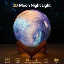 Lámpara de Luna recargable, luz de luna, impresión 3D, lámpara de noche LED, lámpara de noche para niños, decoración de escritorio, regalo novedoso, envío directo