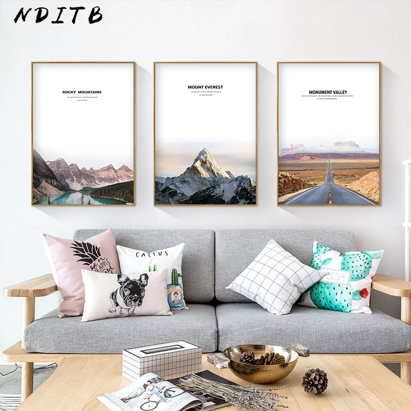 

NDITB Mountains Landscape Canvas Art Painting Nordic Posters and Prints Wall Picture for Living Room Scandinavian Decoration