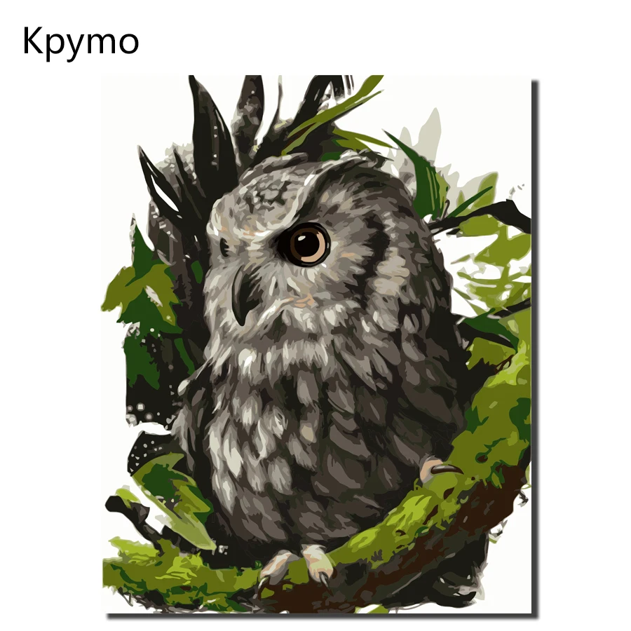 

Kpymo Frameless Picture DIY Painting By Numbers Owl Animals Acrylic Picture Kits Drawing Paint On Canvas For Home Wall Art