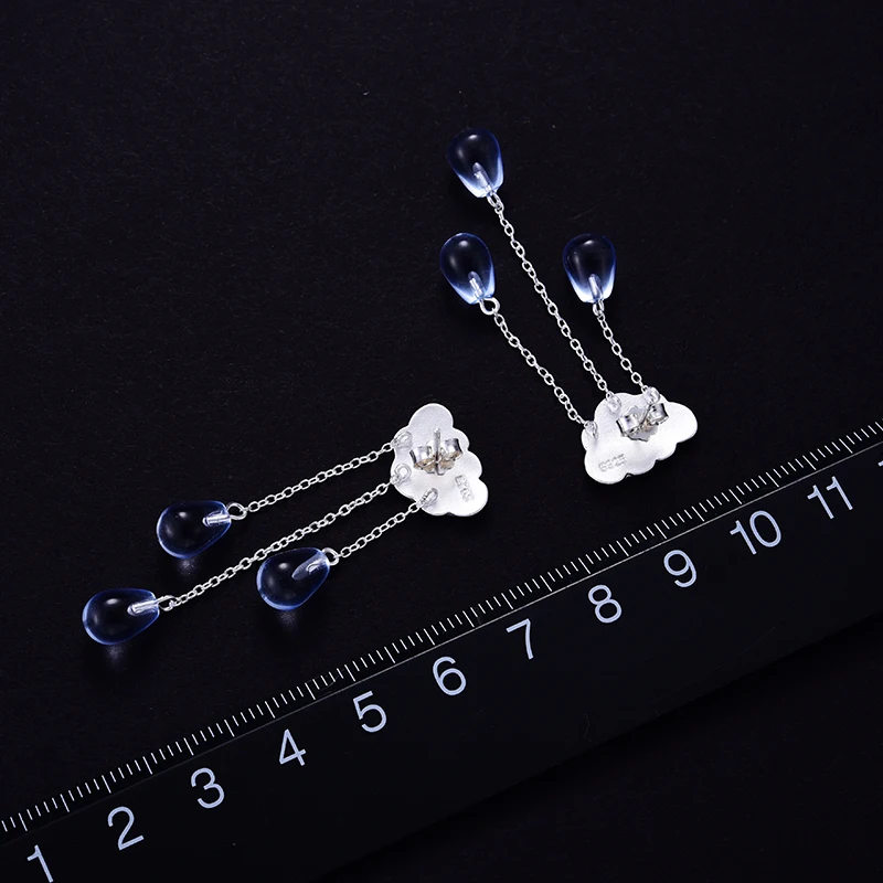 Lotus Fun Solid 925 Sterling Silver Earrings for Women Cloud Water Drop Quartz Tassel Drop Earring silver 925 earing for Girls