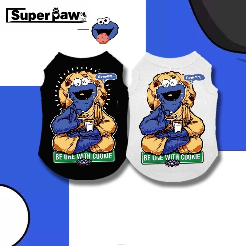 

Tide Brand Sesame Street Summer T-shirt Corgi Schnauzer Vest Pet Clothes Dogs Pets Clothing Cat Dog Apparel Pug Costume GZC04
