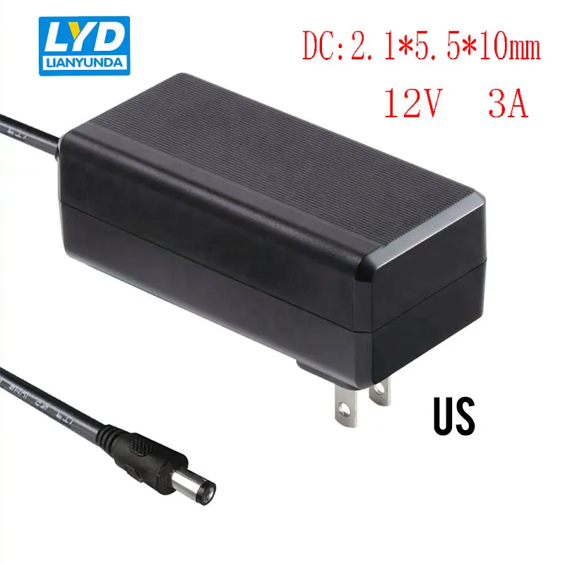 

DC 12V/3A 2.1*5.5*10mm Supply Medical Equipment Adapter Wall Insertion 1PCS European US EU PlugOutlet Converter Socket Adapter