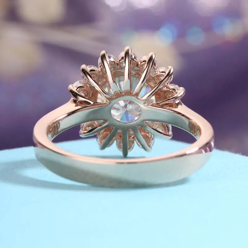Moissanite обручальное кольцо 5 CT D цветной лабораторный алмаз акцент 14k розовое золото обручальные свадебные кольца для женщин