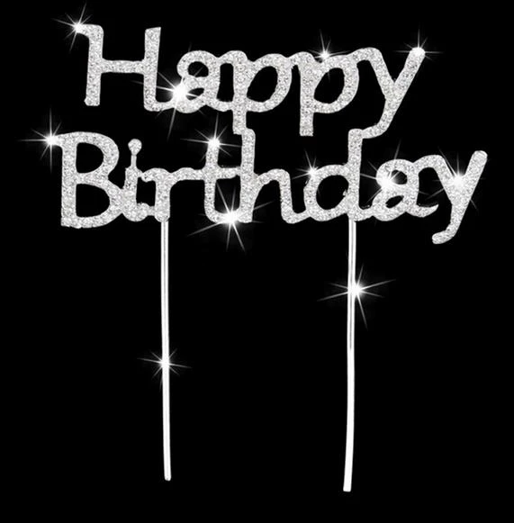 Decoration De Gateau En Strass Brillant A La Mode Joyeux Anniversaire Avec Lettres Baton En Cristal Accessoire De Fete D Anniversaire Aliexpress