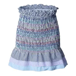 JAYCOSIN 2019 Для женщин Falbala Цвет с высокой талией, в полоску печати Ruffled Повседневное летняя пляжная юбка 19Feb15