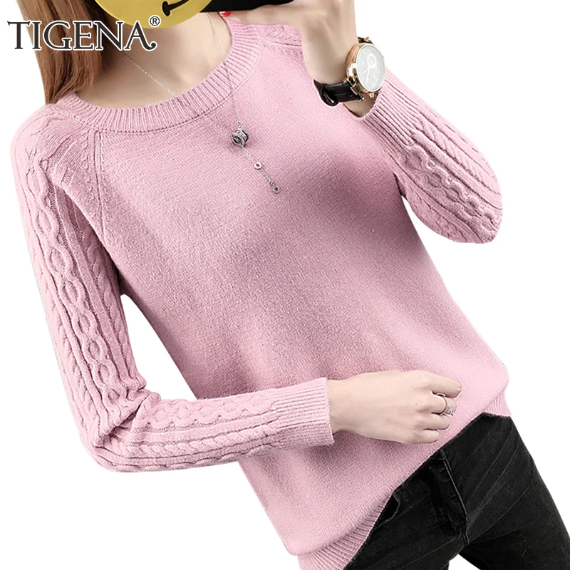 TIGENA 2018 Autumn Winter Women Sweaters And Pullovers Female Long Sleeve Tricot Jumper Women Knitted Tops Pull Femme TIGENA 2018 Autumn Winter Women Sweaters And Pullovers Female Long Sleeve Tricot Jumper Women Knitted Tops Pull Femme