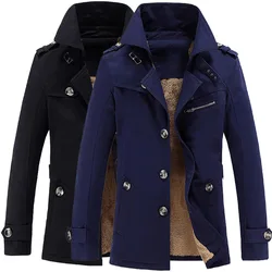 Chaqueta de invierno de los hombres cazadoras Hombre Abrigos Casual de algodón de calidad terciopelo espesar medio-largo chaquetas Windrunner para prendas de abrigo Chaqueta de invierno de los hombres cazadoras Hombre Abrigos Casual de algodón de calidad terciopelo espesar medio-largo chaquetas Windrunner para prendas de abrigo