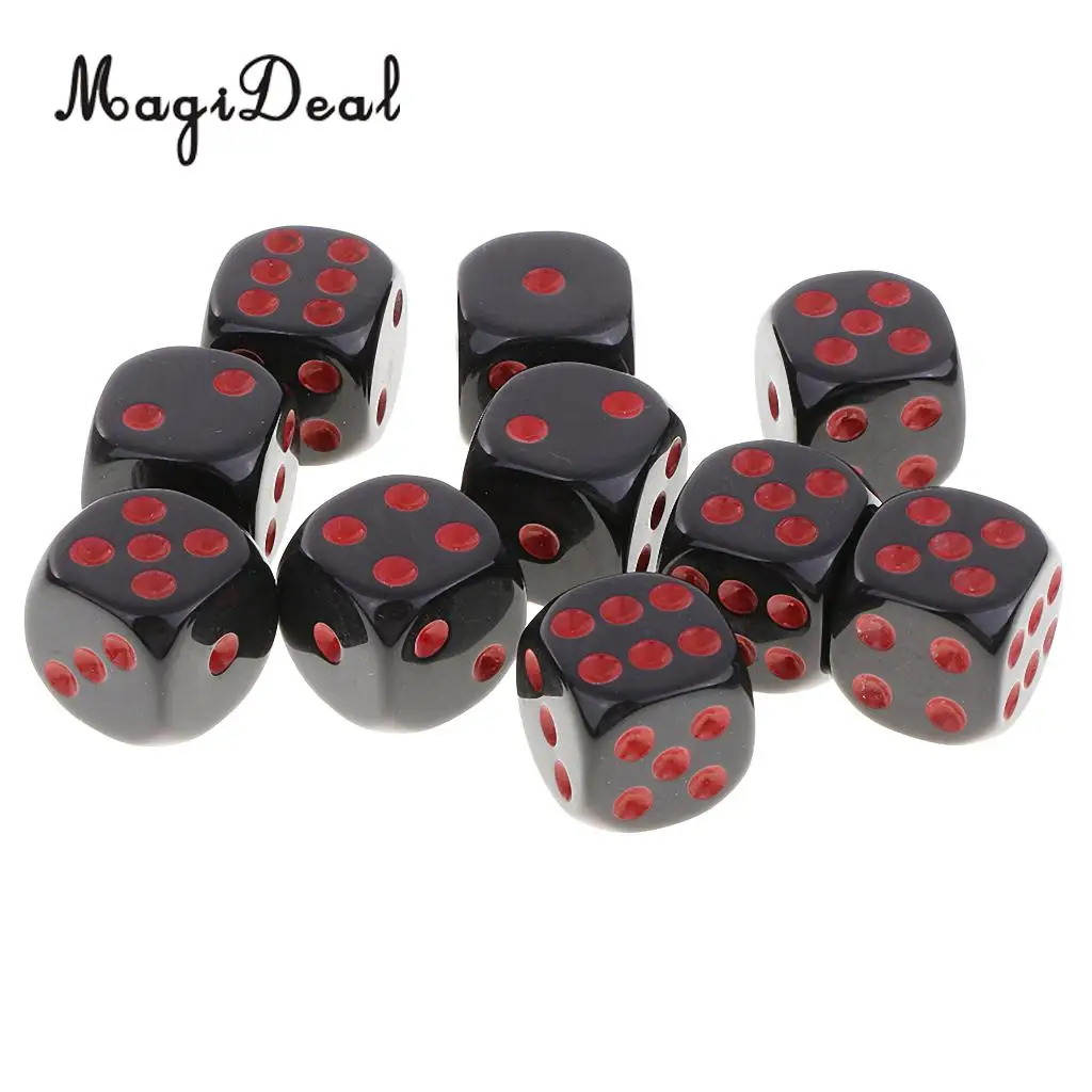 MagiDeal Durable 10Pcs Plastic D6 Dice Set for Dungeons& Dragons RPG Table Board Game Party Club Pub Dice Accessory 3 Colors