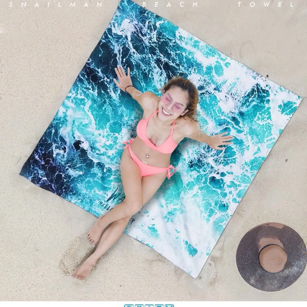 

Brand Surfing Beach Towel Microfiber Travel Fitness Towel Surfboard Dive Compact Gym waves Towel