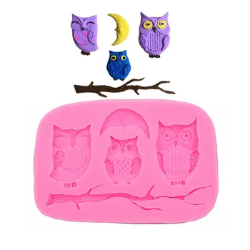 

3 Owls Folded Cake Silicone Molds Handmade Chocolate Crafts Cake Desserts Decorative Molds DIY Cakes Kitchen Baking Gadgets new