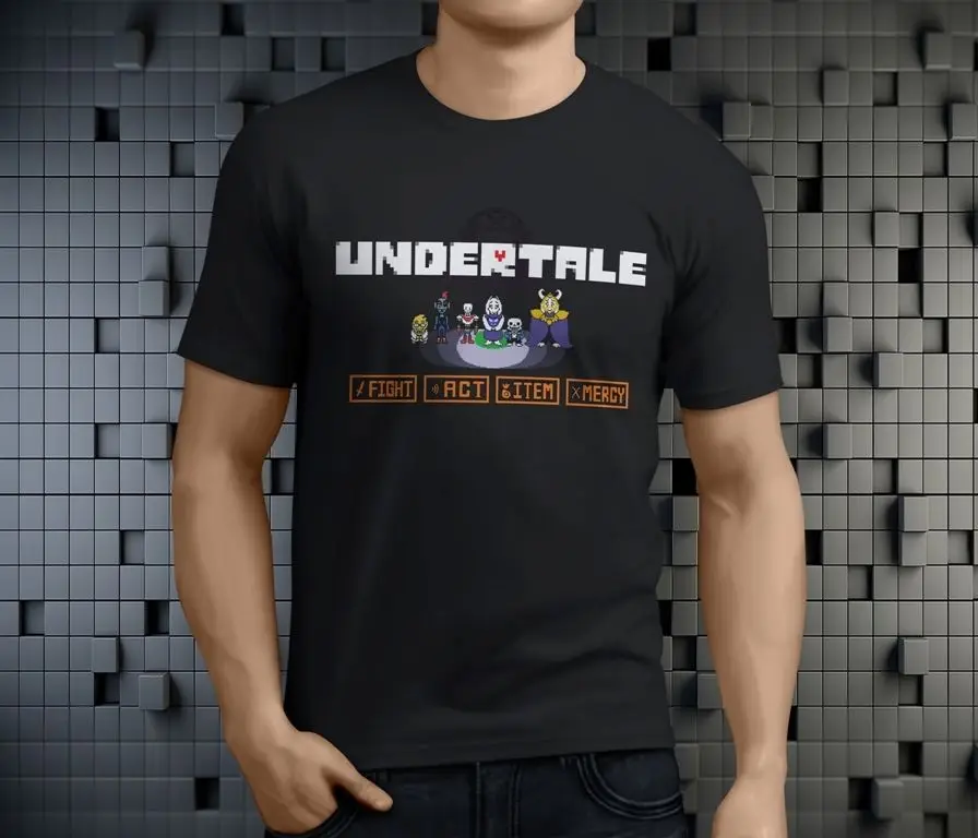 Undertale Characters Alphys Undyne Papyrus Men's Black T-Shirt Size S-3XL | Мужская одежда