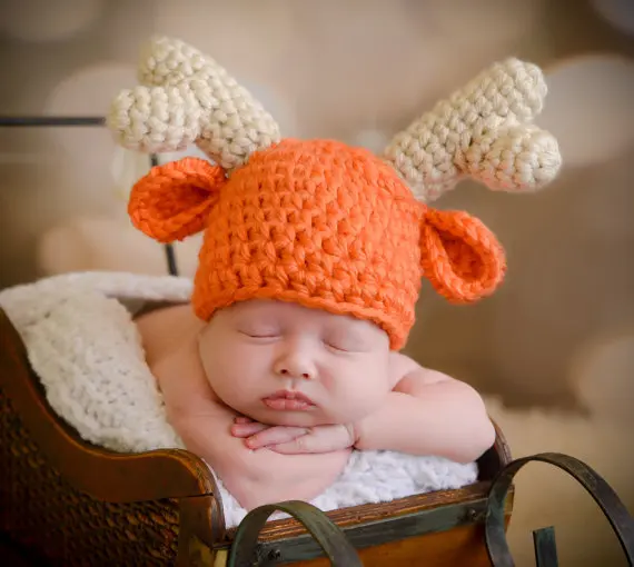 Hunting Reindeer Baby Hat Newborn Photo 